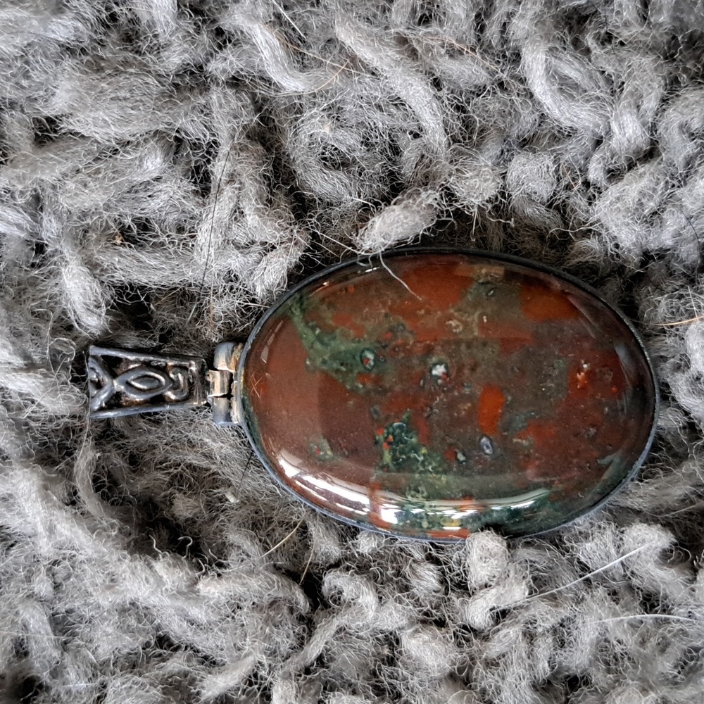 Vintage Bloodstone Sterling Silver Pendant